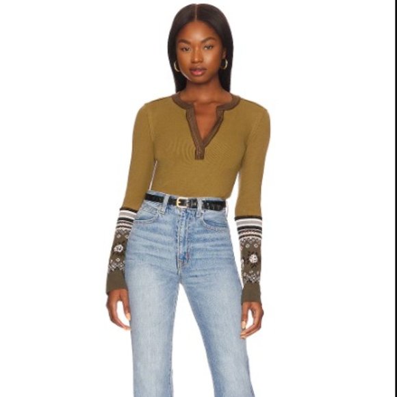 Free People Mikah Layering Cuff Top XS in Army Combo - Picture 6 of 11